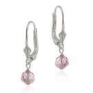 Sterling Silver Pink Genuine Swarovski Disco Ball Crystal LeverBack Lever BackEarrings E385