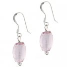 Sterling Silver Pink Glass Foil Bead Oval Dangle Earrings E10226M20