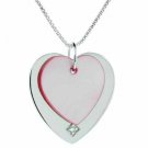 Sterling Silver Pink Shell & CZ Double Heart Tag Pendant P2829PS