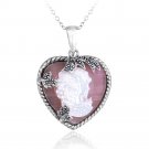 Sterling Silver Pink Shell & Marcasite Woman Cameo Pendant P10670PS
