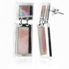 Sterling Silver Pink Shell Rectangle & Square Dangle Earrings E2981PS