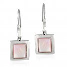 Sterling Silver Pink Shell Square Dangle Earrings E457PS