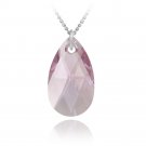 Sterling Silver Pink Swarovski Elements Teardrop Necklace P12558PK