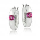 Sterling Silver Pink Topaz Huggie Earrings E13637PKT