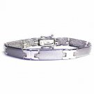 Sterling Silver Polished & Satin Finish Rectangle Link Bracelet 1196