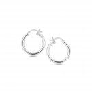 Sterling Silver Polished Hoop Motif Earrings with Rhodium Plating (20mm) D29489074