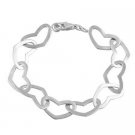 Sterling Silver Polished Linked Hearts Bracelet B10601