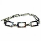 Sterling Silver Polished Rectangle Link Bracelet 1160