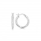 Sterling Silver Polished Rhodium Plated Faceted Hoop Style Earrings D21624265