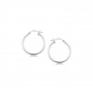 Sterling Silver Polished Thin Hoop Earrings with Rhodium Plating (20mm) D35485257