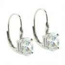 Sterling Silver Prong Set Simulated Diamond cz Oval LeverBack Lever Back Earrings E8601