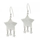 Sterling Silver Puffed Star Dangle Earrings E9315