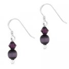 Sterling Silver Purple Cats Eye & Swarovski Elements Dangle Earrings E10219PU