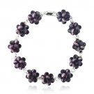 Sterling Silver Purple Cats Eye Bead Cluster Bracelet B12861PU