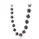 Sterling Silver Purple Cats Eye Bead Cluster Necklace N12861PU