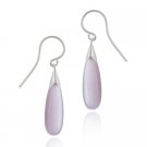 Sterling Silver Purple Cats Eye Teardrop Dangle Earrings E390