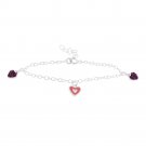 Sterling Silver Purple Crystal & Pink Enamel Hearts Baby Bracelet B13741M
