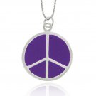 Sterling Silver Purple Enamel Peace Sign Pendant P10797PU