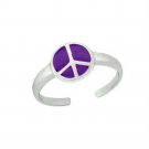 Sterling Silver Purple Enamel Peace Sign Toe Ring TR10808PU