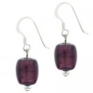 Sterling Silver Purple Glitter Foil Glass Bead Dangle Earrings E10226M57
