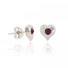 Sterling Silver Purple Rhinestone Heart Stud Children's Earrings E9512PU