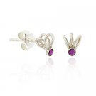 Sterling Silver Purple Rhinestone Swirl Mini Kid Stud Earrings E9599PU
