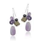 Sterling Silver Pyrite & Amethyst Stones Cluster Earrings E12241M