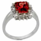 Sterling Silver Red & Clear CZ Square Ring Size 10 R1548R-10