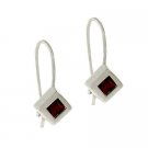 Sterling Silver Red CZ Diamond-Shape Drop Earrings E9524R