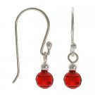 Sterling Silver Red CZ Round Dangle Earrings E10113R