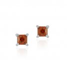 Sterling Silver Red CZ Square Stud Earrings E2400R