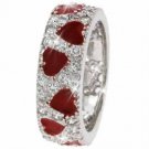 Sterling Silver Red Enamel & CZ Ring Size 9 R2640-9