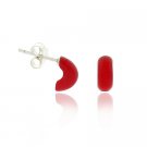 Sterling Silver Red Half Hoop Children's Earrings E9598R