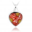 Sterling Silver Red Millefoiri Glass Heart Pendant P12485M4