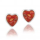 Sterling Silver Red Millefoiri Glass Heart Stud Earrings E12485M4