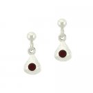 Sterling Silver Red Rhinestone Teardrop Mini Dangle Earrings E9405R