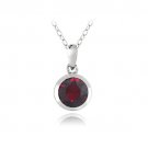 Sterling Silver Red Round Solitaire Necklace Made with Swarovski Elements P13611R