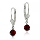 Sterling Silver Red Swarovski Elements Lever-Back Earrings E384