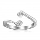 Sterling Silver Rhodium Finished Open Style Cubic Zirconia Accented Toe Ring D35409337