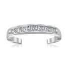 Sterling Silver Rhodium Finished Toe Ring with White Tone Cubic Zirconia Accents D44676587
