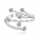 Sterling Silver Rhodium Finished White Cubic Zirconia Embellished Toe Ring Sterling Silver