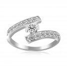 Sterling Silver Rhodium Finished White Cubic Zirconia Overlap Toe Ring D56430605