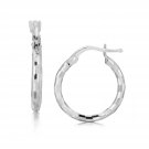 Sterling Silver Rhodium Plated Diamond Cut Small Hoop Earrings (15mm) D146739