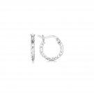 Sterling Silver Rhodium Plated Faceted Design Small Hoop Earrings D72437488