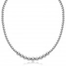 Sterling Silver Rhodium Plated Graduated Motif Polished Bead Necklace