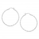 Sterling Silver Rhodium Plated Large Faceted Style Hoop Earrings D15874516