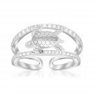 Sterling Silver Rhodium Plated Open Toe Ring with a Turtle Accent D8905703