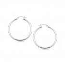 Sterling Silver Rhodium Plated Polished Motif Hoop Earrings (35mm) D45212565