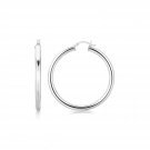 Sterling Silver Rhodium Plated Thick Large Polished Hoop Design Earrings (40mm) D20783355