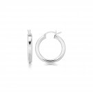 Sterling Silver Rhodium Plated Thick Style Polished Hoop Earrings (25mm) D31317702